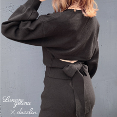 【Lunangelina byちぃぽぽ×dazzlin】Back Open Ribbon Knit/Black(Black-フリー)