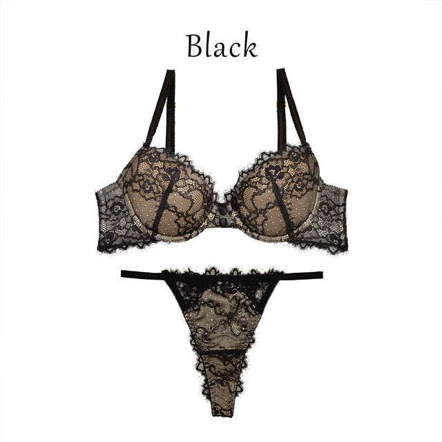 Luxury Flower Lace Bra&T-back/Black【New year Sale】│吉木千沙都