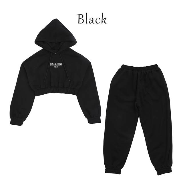Short hoodielong pants Set-up/Black│吉木千沙都プロデュース ランジェリーブランド Lunangelina( ルナアンヘリナ)