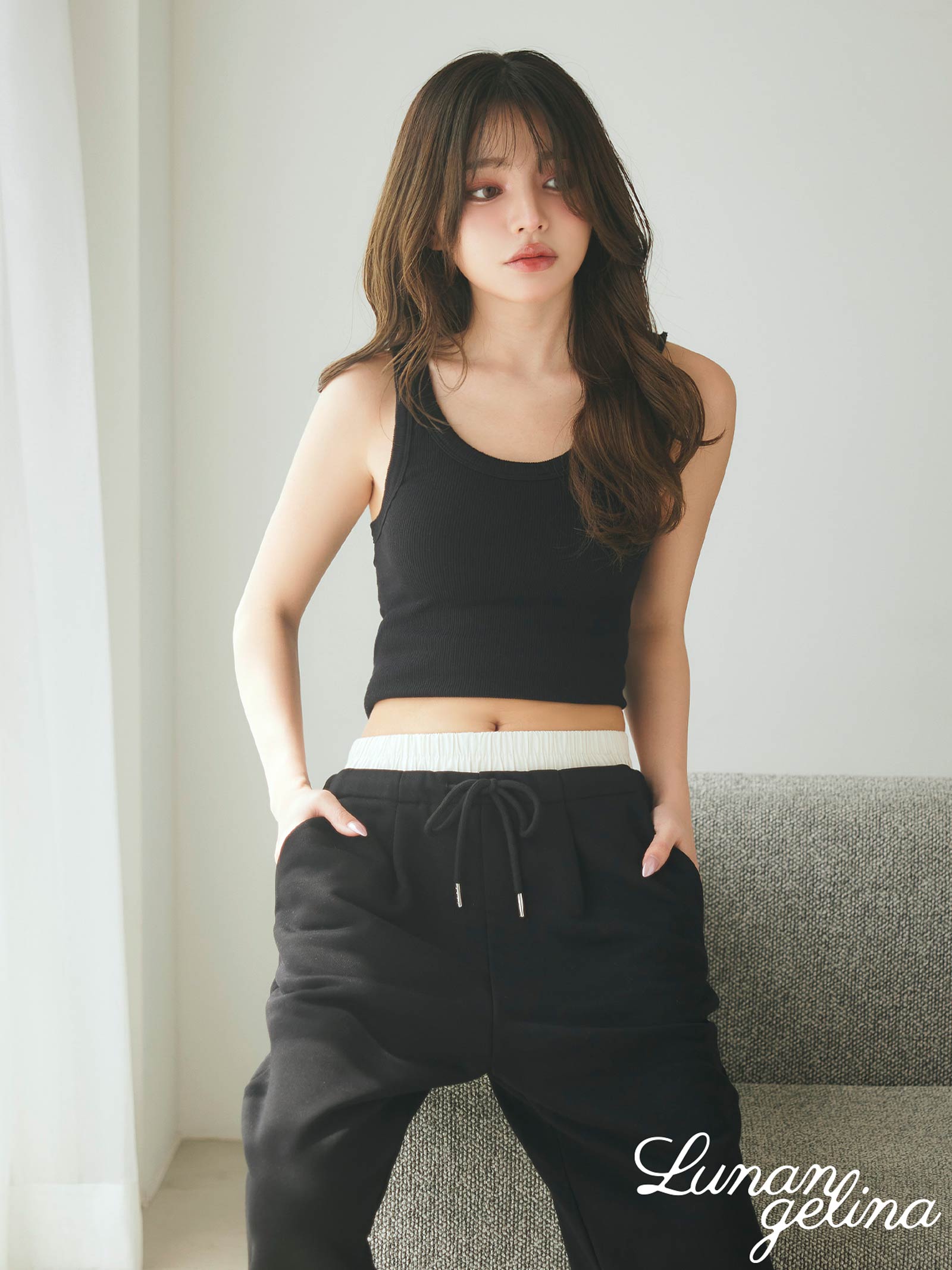 Double Waist Sweat Pants ダブル ウエスト スウェット パンツ  / Black