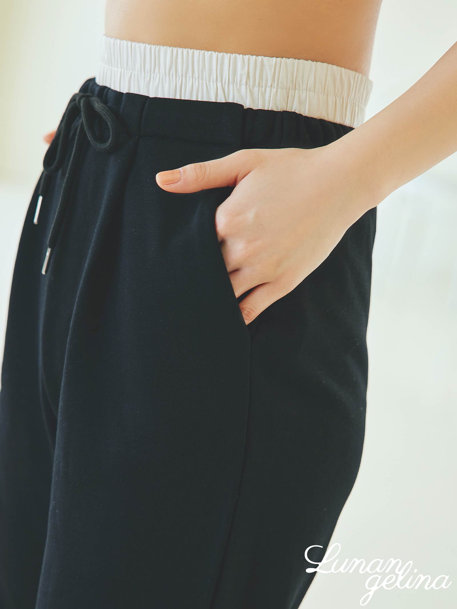 Double Waist Sweat Pants ダブル ウエスト スウェット パンツ  / Black