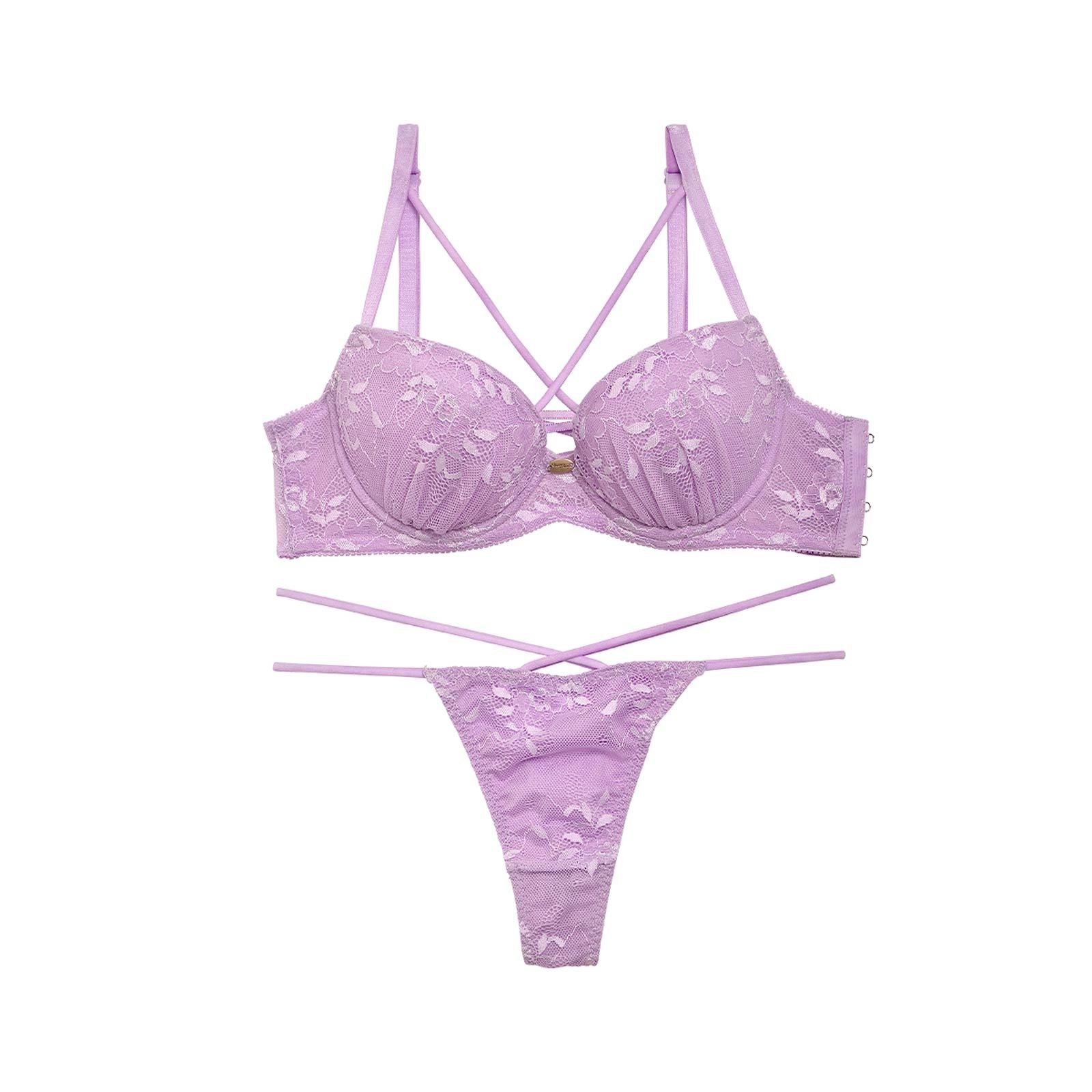 Dressy lace up Bra&T-back/Purple