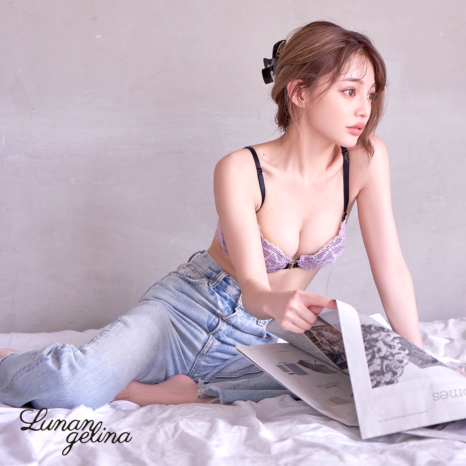 【吉木千沙都(ちぃぽぽ)着用/lunangelina】Multiple Strap Backstyle  Bra&shorts/Pink