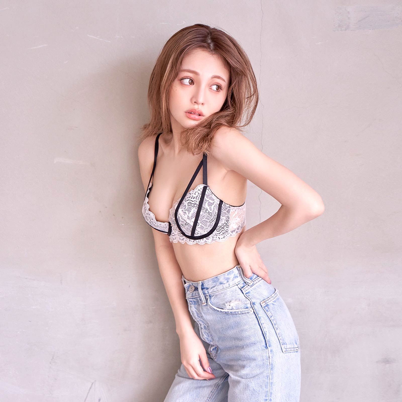 【吉木千沙都(ちぃぽぽ)着用/lunangelina】Caprices line Bra&shorts/Pinkbeige