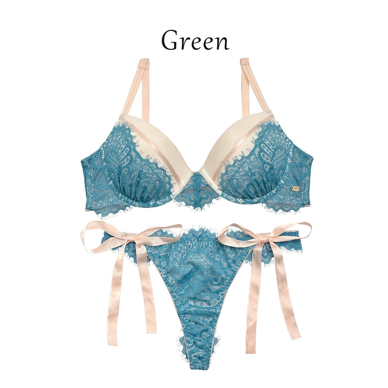 【吉木千沙都(ちぃぽぽ)着用/lunangelina】Audacieuse Ribbon Bra&T-back/Green