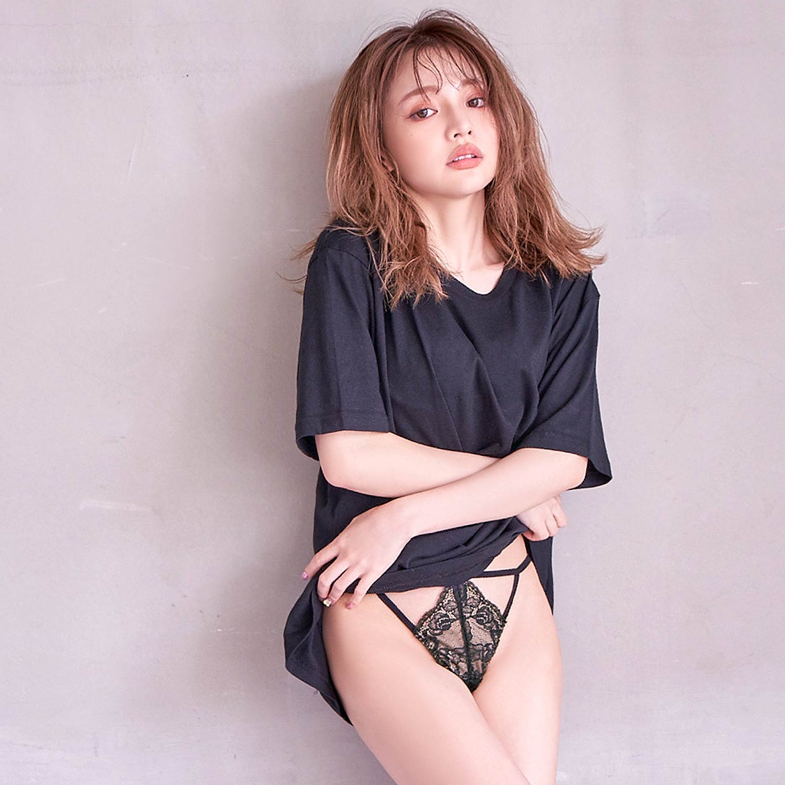 【吉木千沙都(ちぃぽぽ)着用/lunangelina】Triangle strappy Bra&shorts/Black