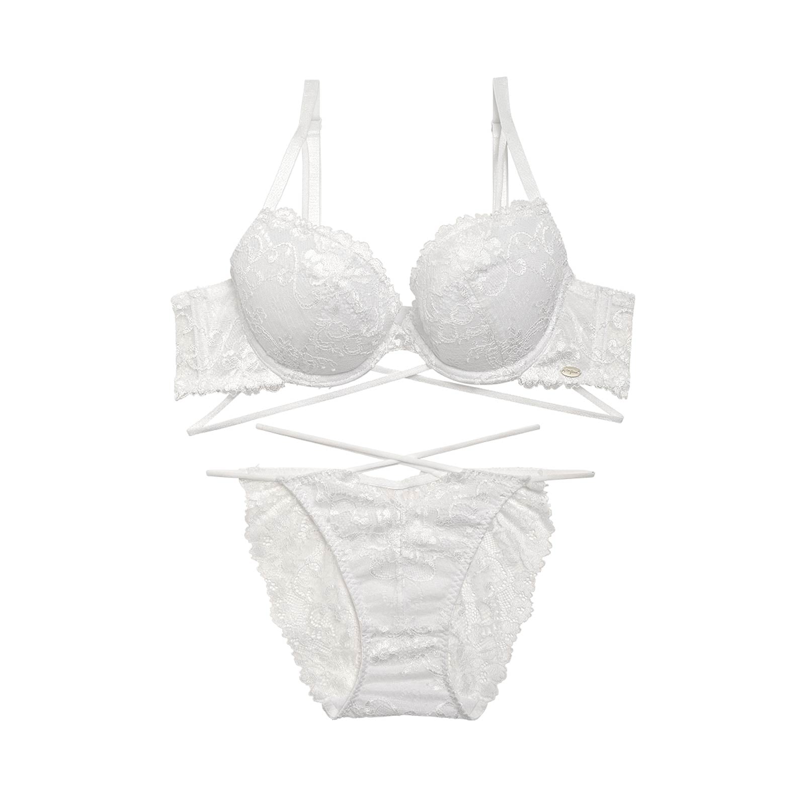 A femininity lace Bra&shorts/White