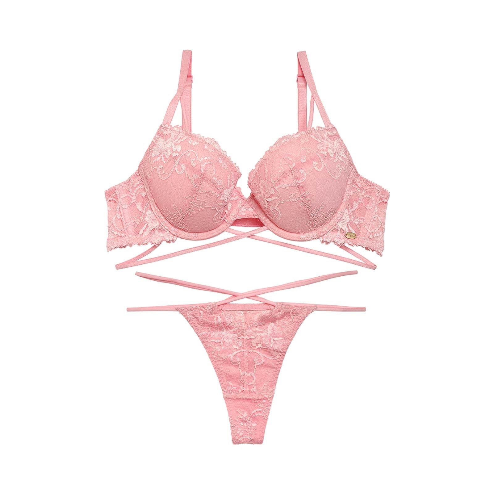 A femininity lace Bra&T-back/Pink