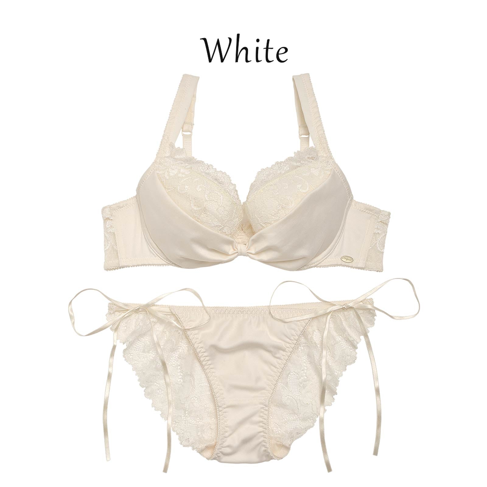 【吉木千沙都(ちぃぽぽ)着用/lunangelina】Monotone Ribbon Bra&shorts/White