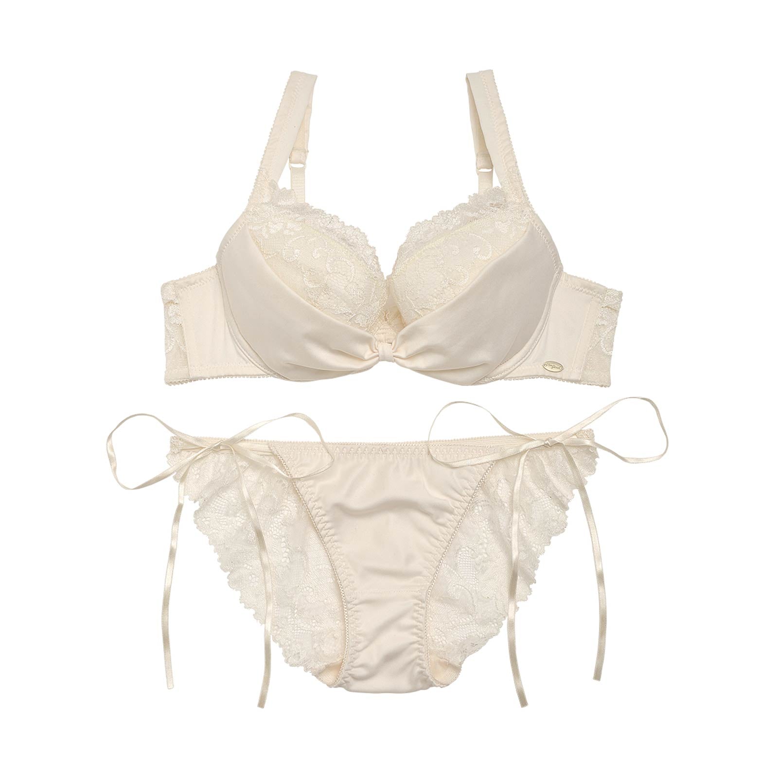 Monotone Ribbon Bra&shorts/White