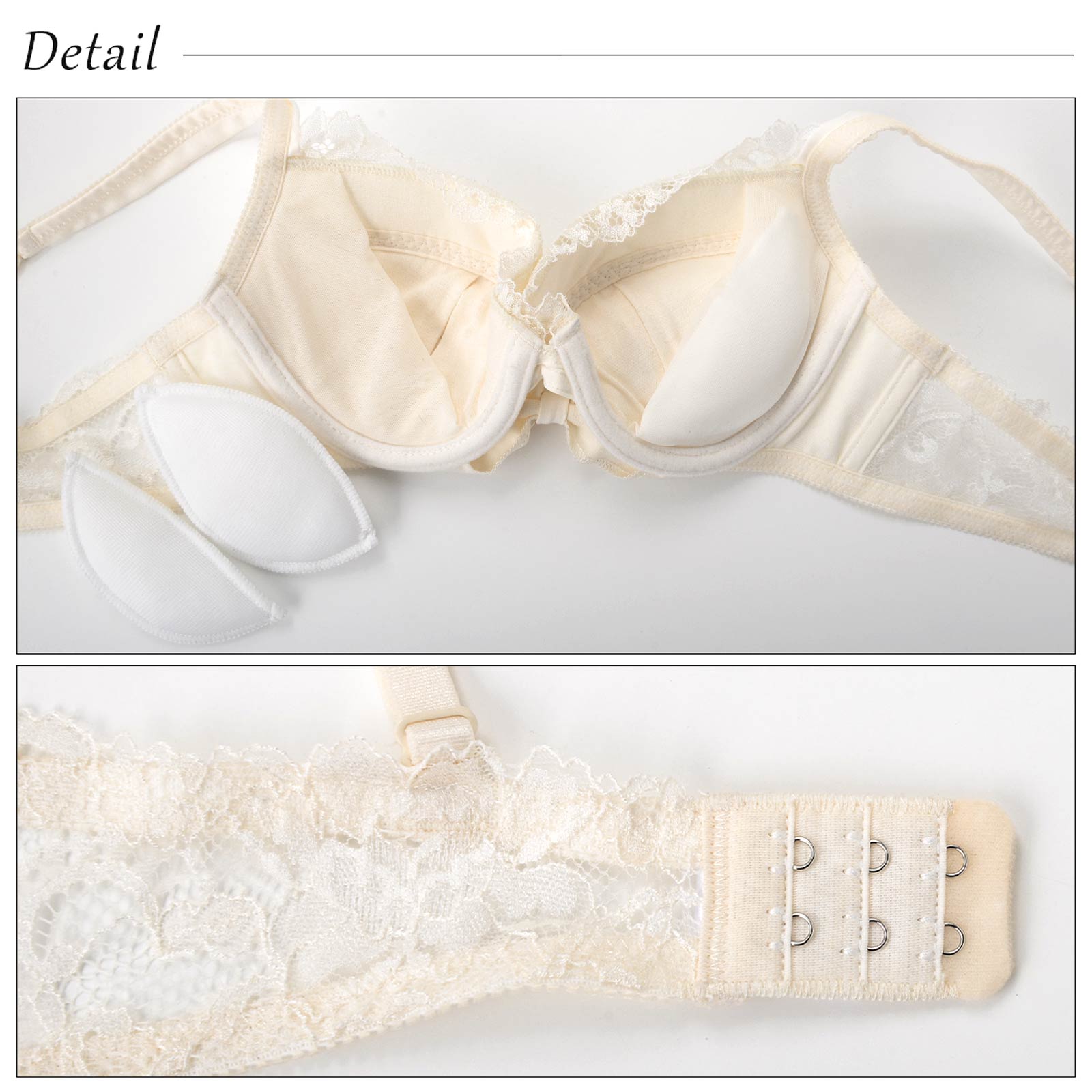 【吉木千沙都(ちぃぽぽ)着用/lunangelina】Monotone Ribbon Bra&T-back/White