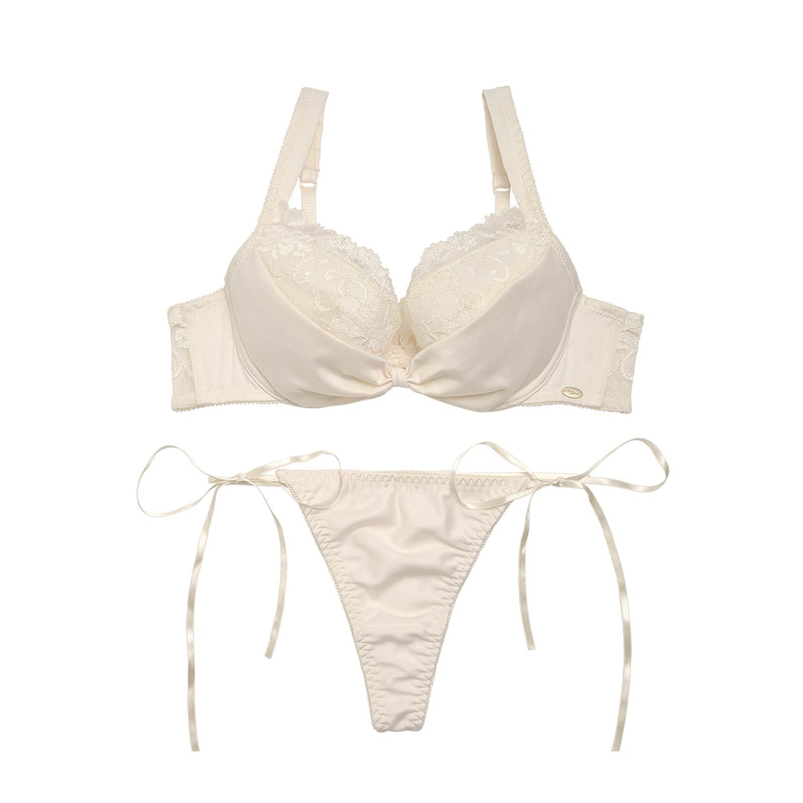 Monotone Ribbon Bra&T-back/White