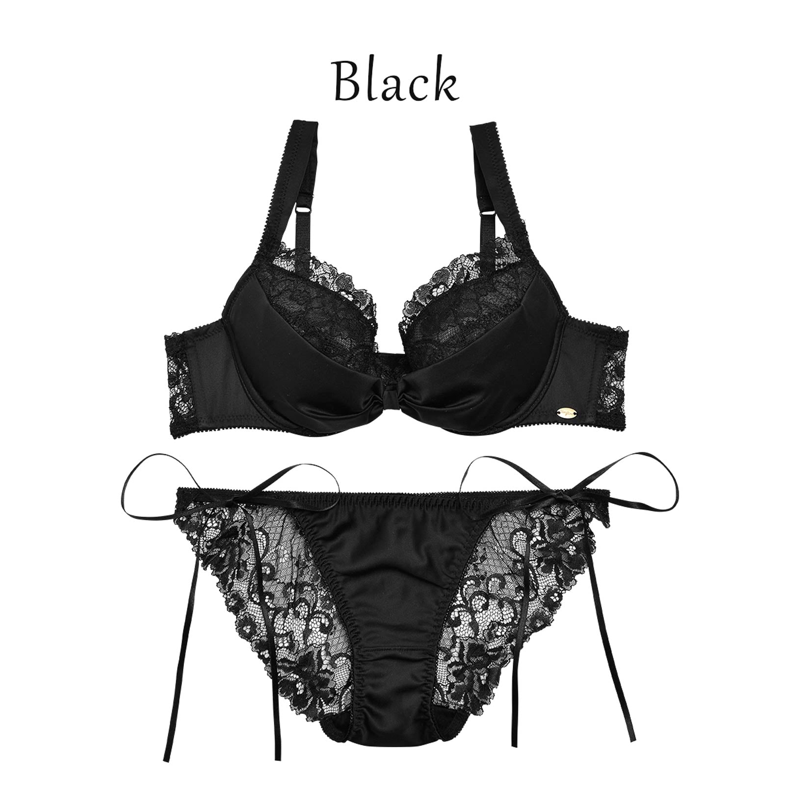 【吉木千沙都(ちぃぽぽ)着用/lunangelina】Monotone Ribbon Bra&T-back/Black