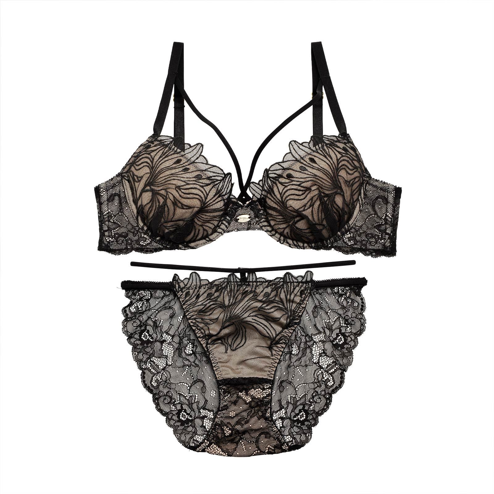 Romantic embroidery Bra&shorts/Black