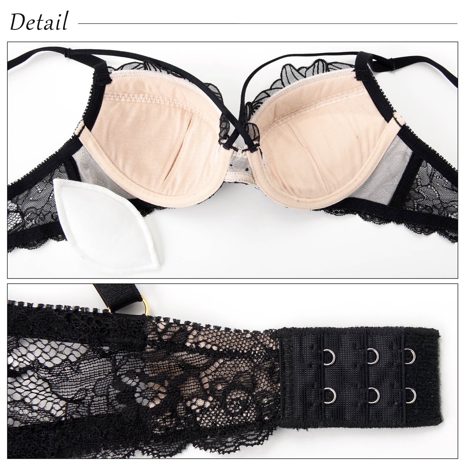 【吉木千沙都(ちぃぽぽ)着用/lunangelina】Romantic embroidery Bra&T-back/Black