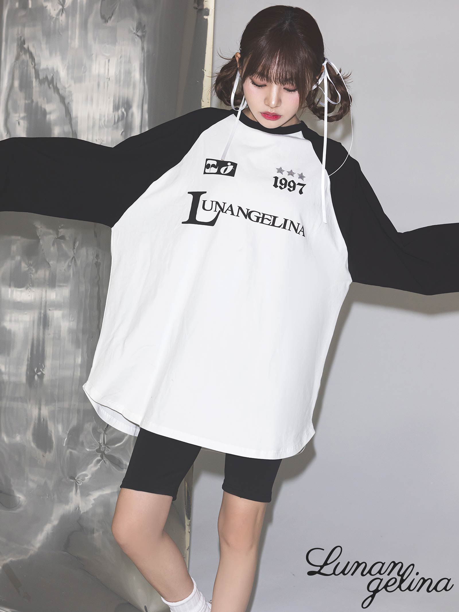 2/14新作!【吉木千沙都(ちぃぽぽ)プロデュース/lunangelina】Logo Raglan L/S Tee