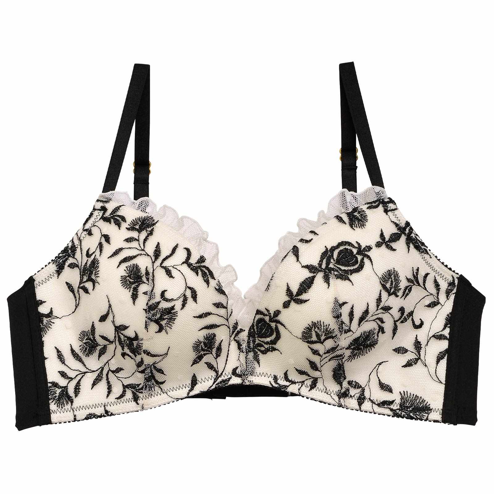 Botanical Dot Frill Bra/White