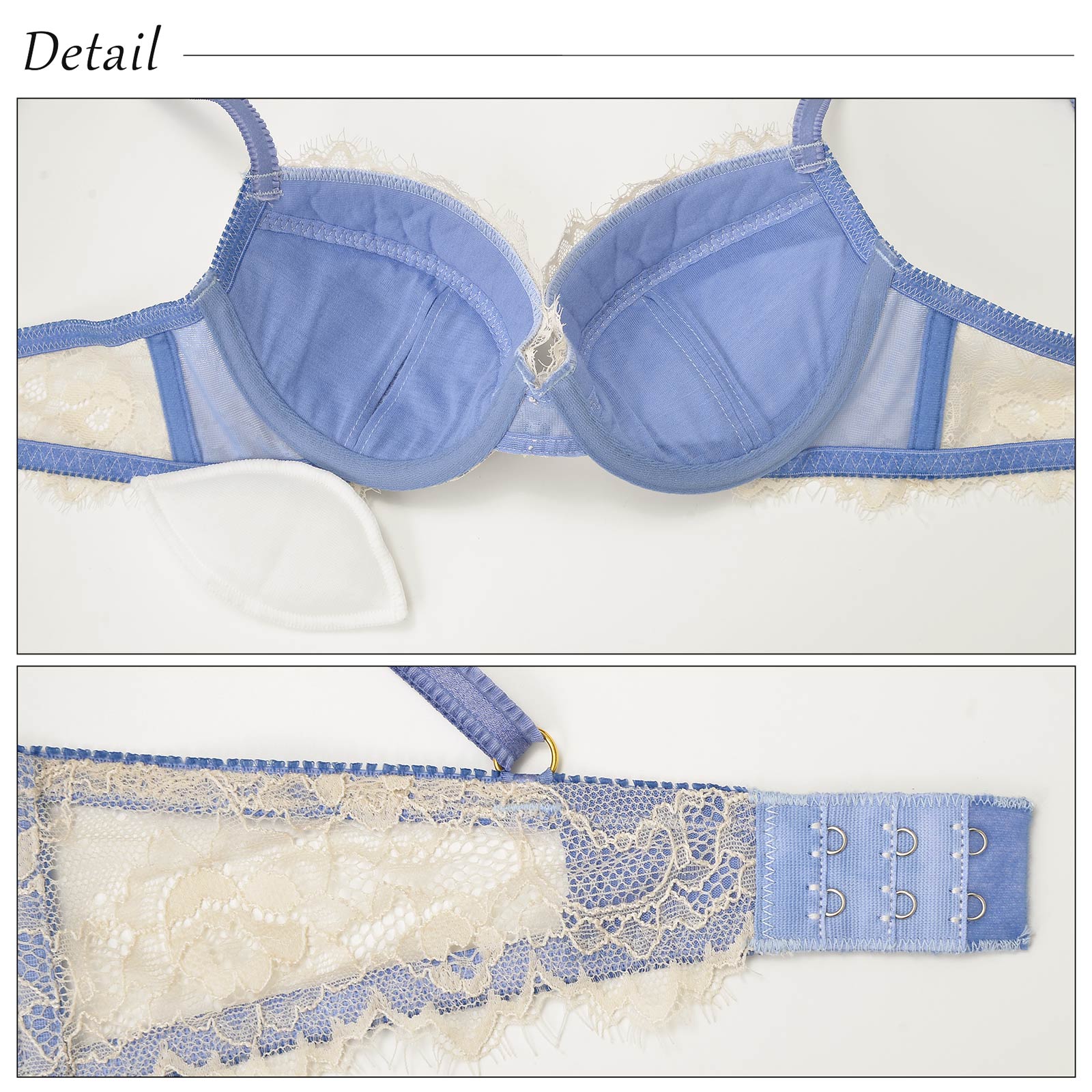 6/23新作!【吉木千沙都(ちぃぽぽ)プロデュース/lunangelina】Luxury flower lace Bra&T-back/Iceblue