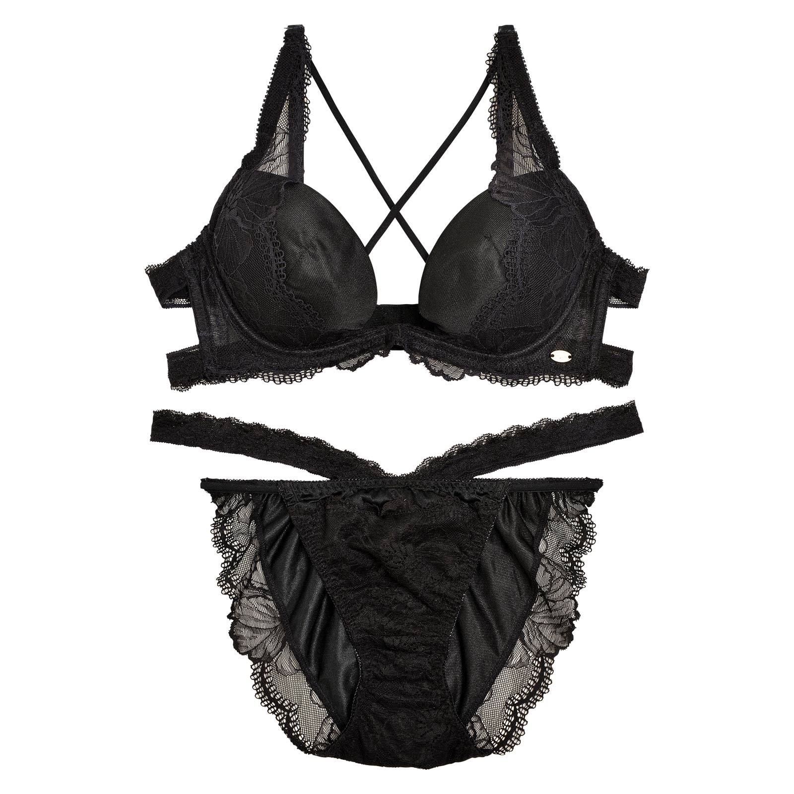 Romance Lacy Bra&shorts/Black