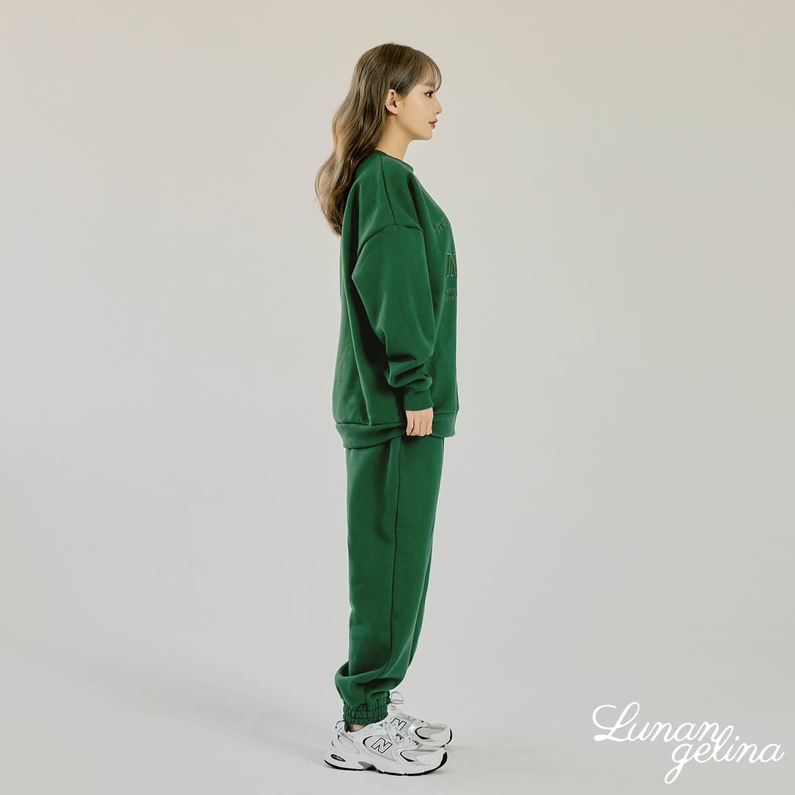 【吉木千沙都(ちぃぽぽ)プロデュース/lunangelina】Casual Warm Sweatshirts Setup/Green［ルナアンへリナ］