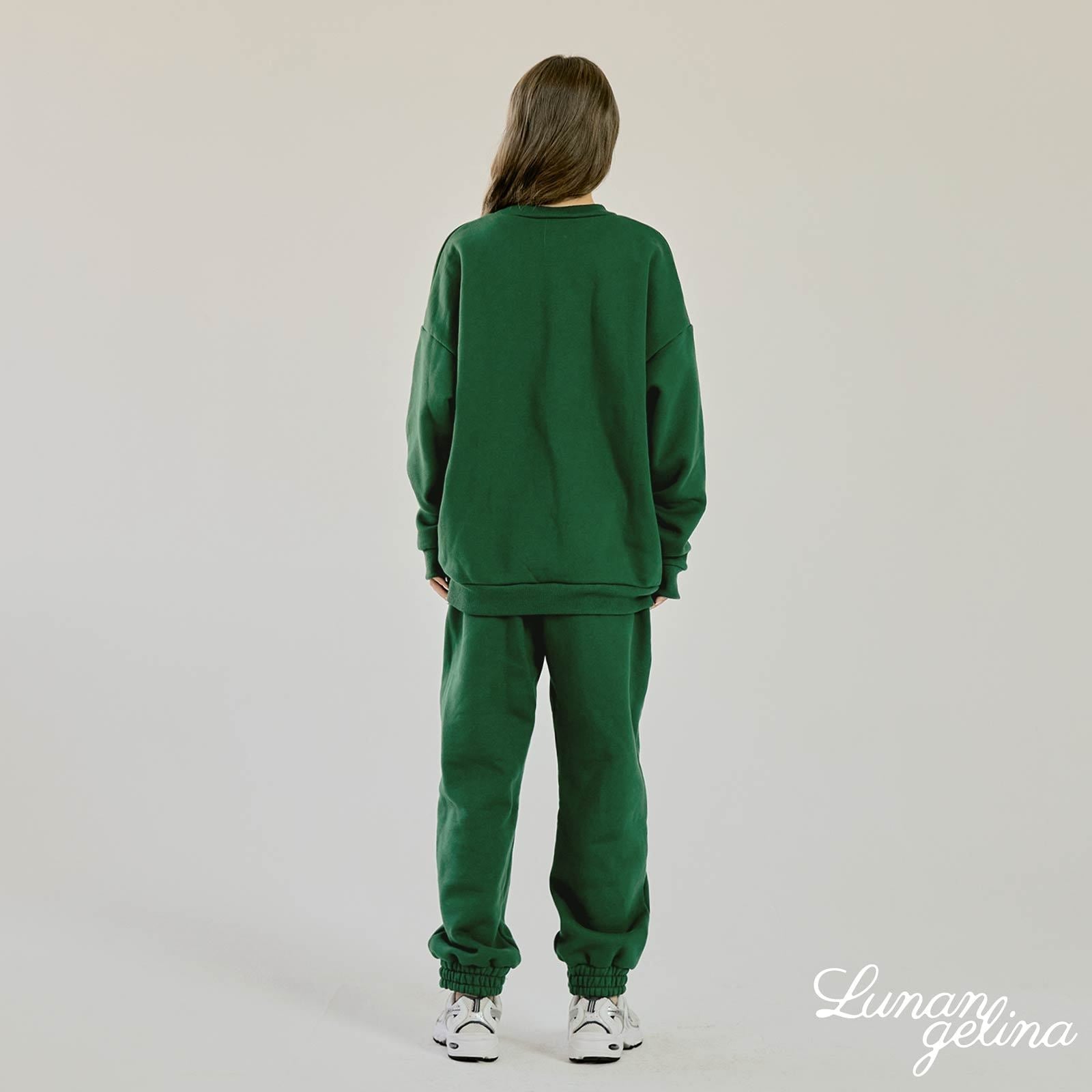 【吉木千沙都(ちぃぽぽ)プロデュース/lunangelina】Casual Warm Sweatshirts Setup/Green［ルナアンへリナ］