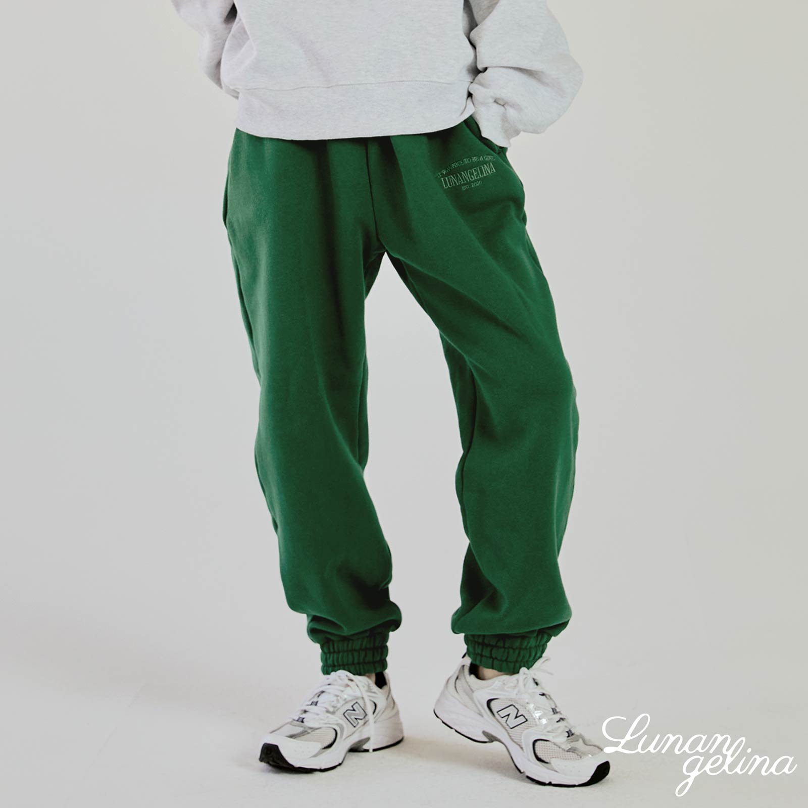 【吉木千沙都(ちぃぽぽ)プロデュース/lunangelina】Casual Warm Sweatshirts Setup/Green［ルナアンへリナ］