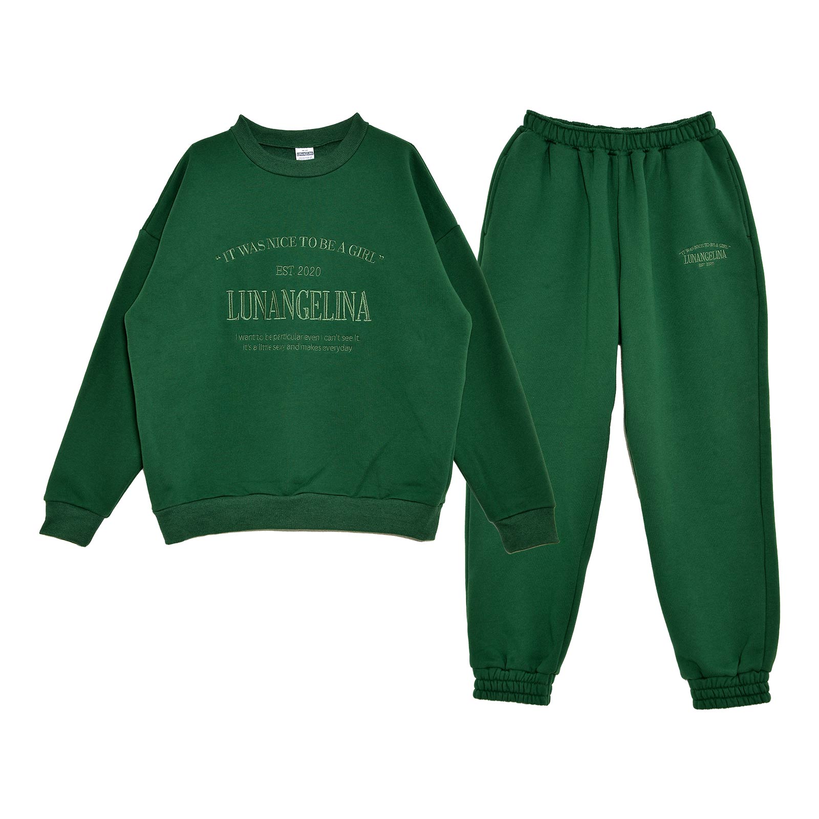 Casual Warm Sweatshirts Setup/Green