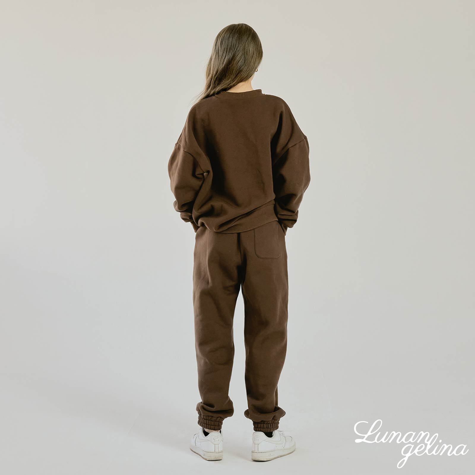 【吉木千沙都(ちぃぽぽ)プロデュース/lunangelina】Casual Warm Sweatshirts Setup/Brown［ルナアンへリナ］