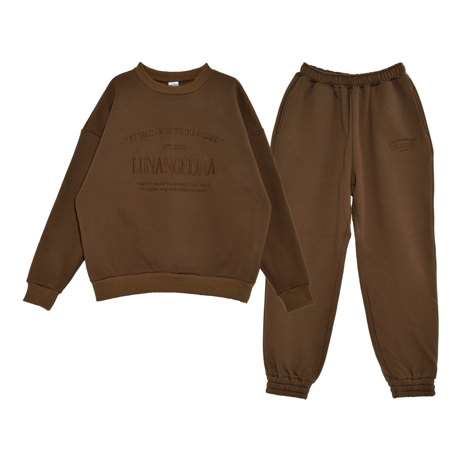 Casual Warm Sweatshirts Setup/Brown