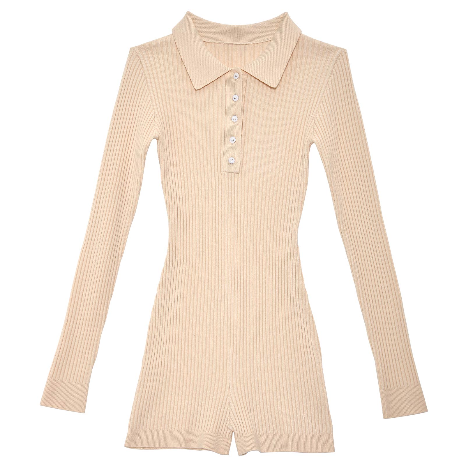 Rib Knit Rompers/Cream