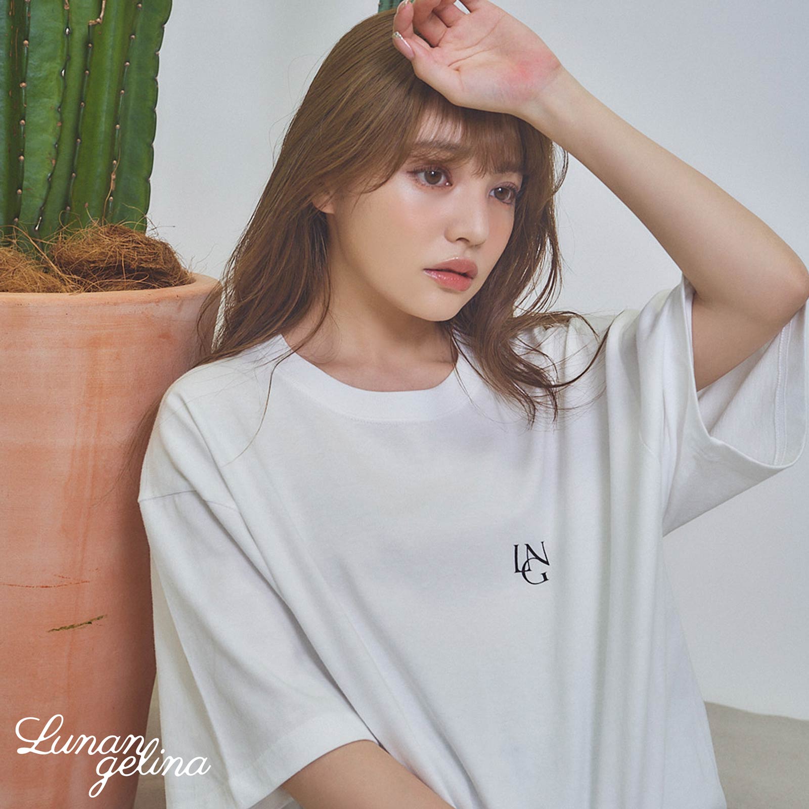 【吉木千沙都(ちぃぽぽ)着用/lunangelina】Big Logo print T-shirt/Black