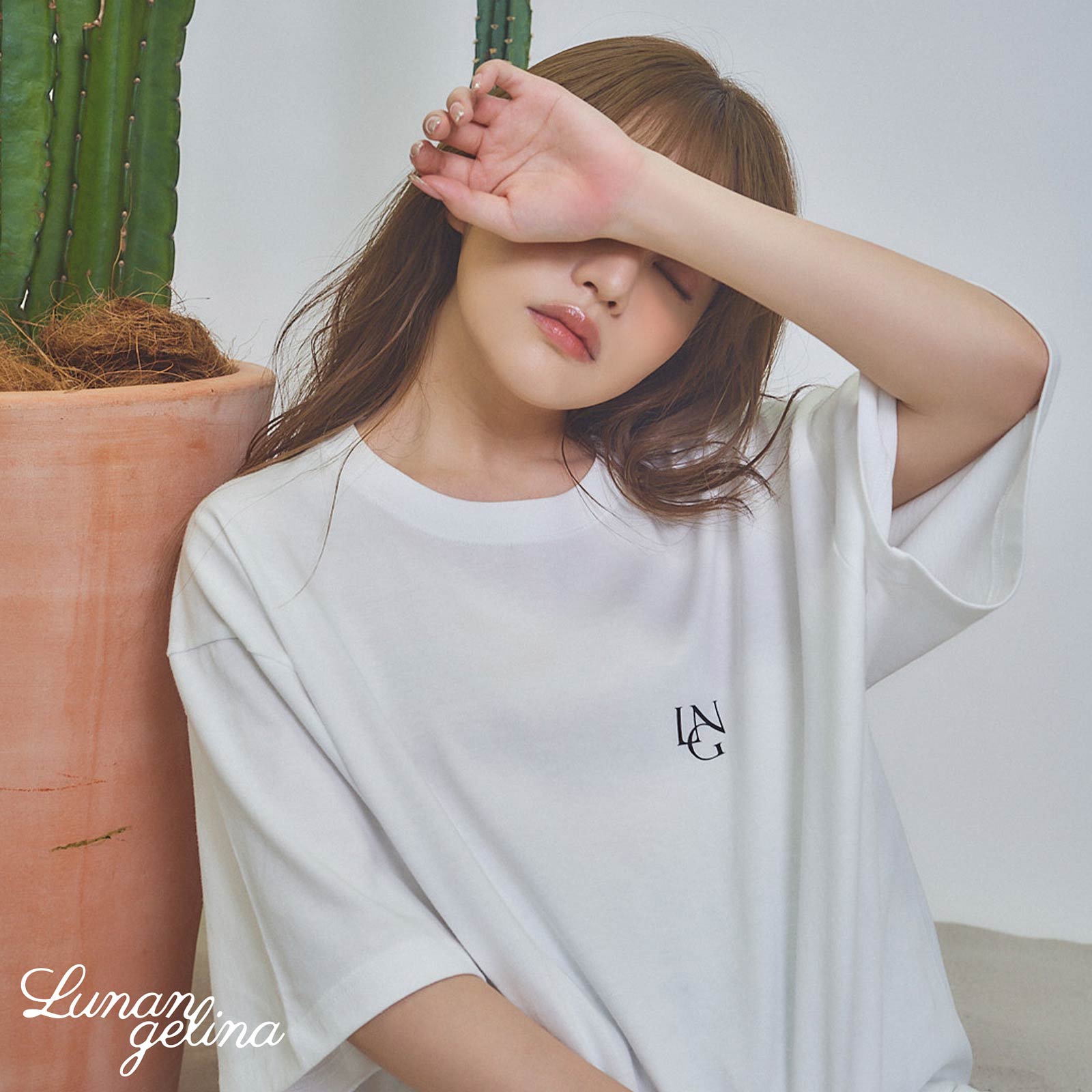 【吉木千沙都(ちぃぽぽ)着用/lunangelina】Big Logo print T-shirt/Black