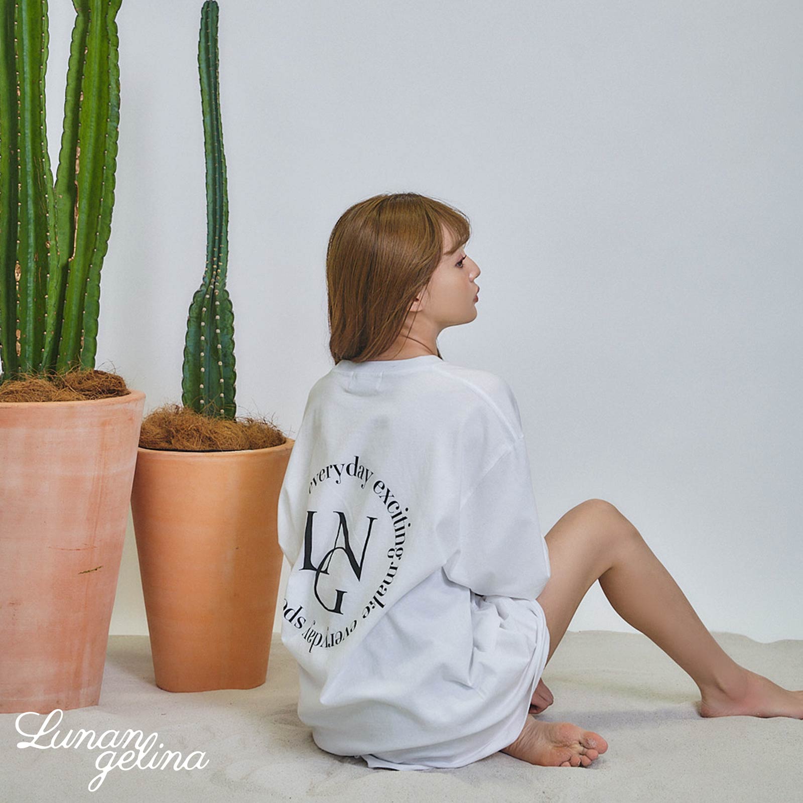 【吉木千沙都(ちぃぽぽ)着用/lunangelina】Big Logo print T-shirt/Black