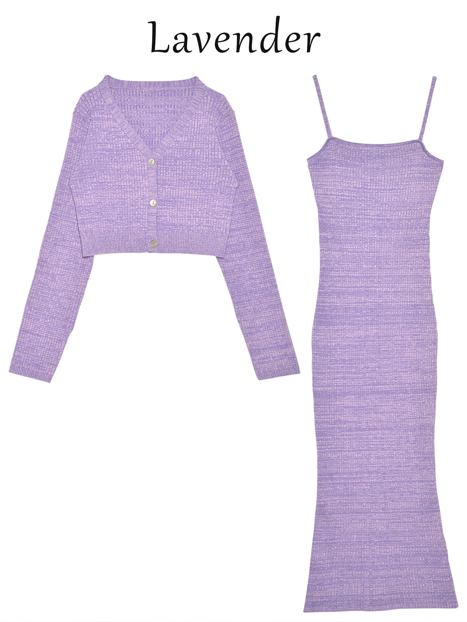 【吉木千沙都(ちぃぽぽ)プロデュース/lunangelina】Rib Knit Cardigan & Camisole One-Piece Set