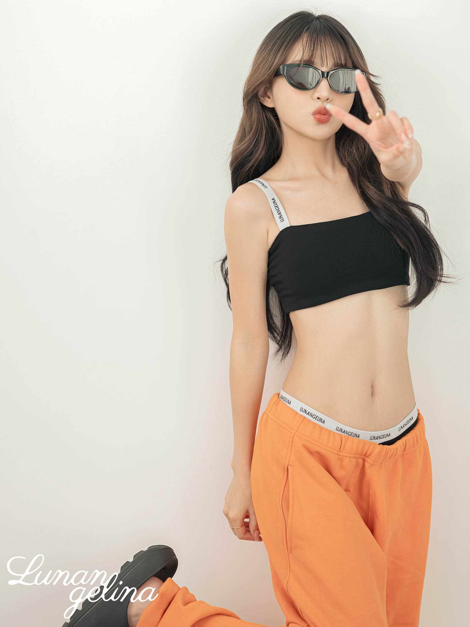 Logo Strap Sporty Bra&shorts/Black