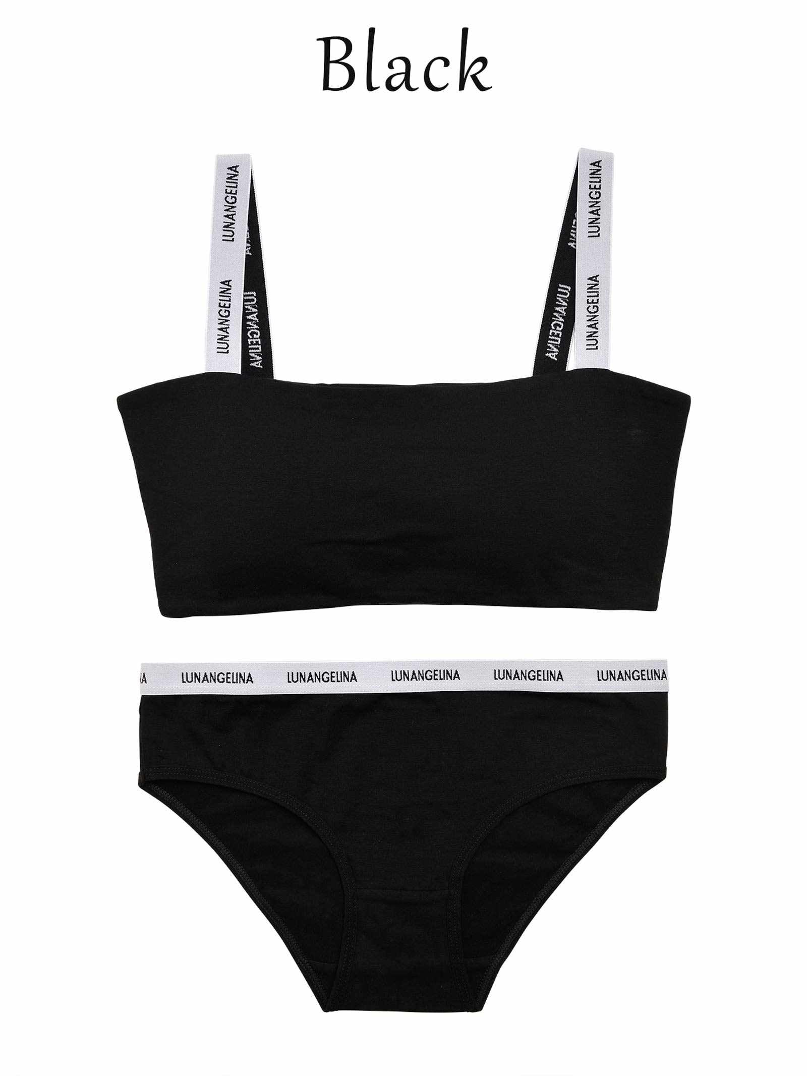 Logo Strap Sporty Bra&shorts/Black