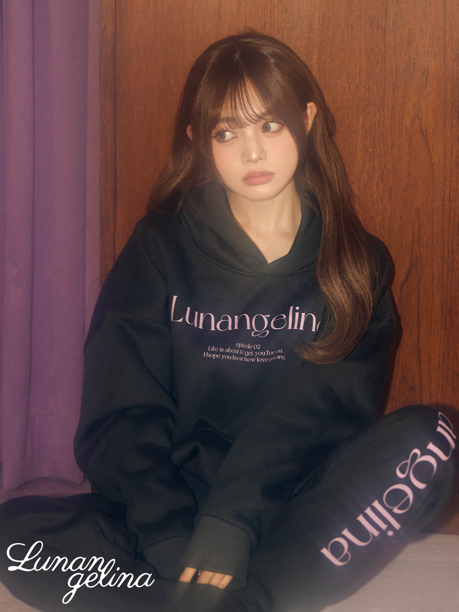 4/5新作!【吉木千沙都(ちぃぽぽ)プロデュース/lunangelina】Casual Graphic Sweat Set Up/Darkgray