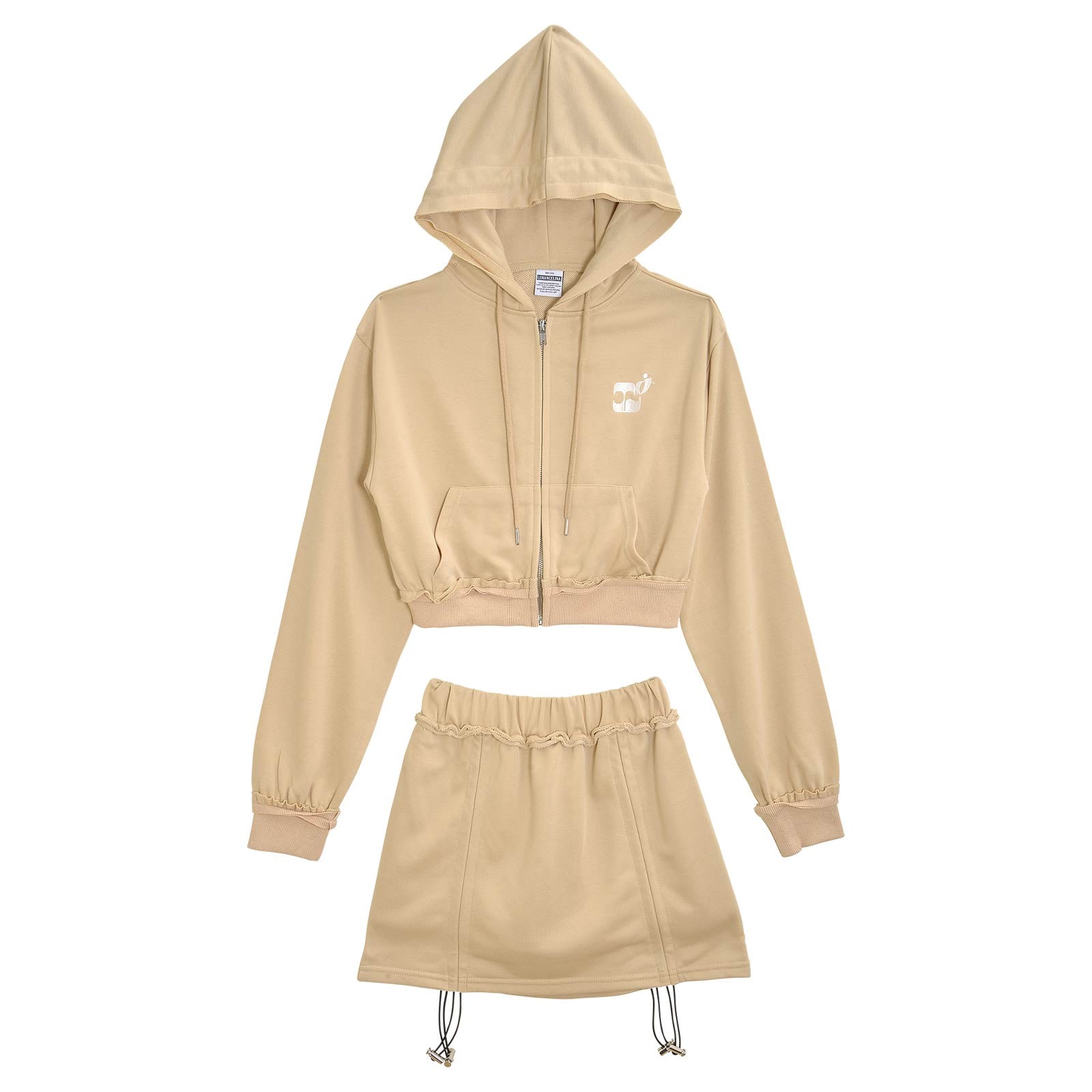 ZIPUP HOODIE&SLIM ADJUST SKIRTPANTS SETUP/Beige